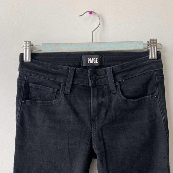 Lowrise Sloane Flare Black Paige Jeans - Picture 4 of 7